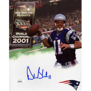 Drew Bledsoe Signed Patriots World Champions 2001 Collage 8x10 Photo - (JSA)