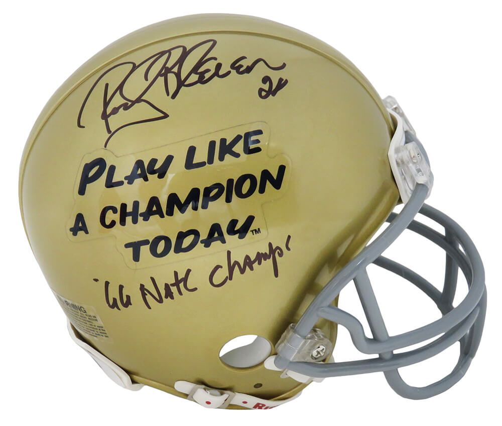 Rocky Bleier Signed Notre Dame Play Like A Champion Today Logo Riddell Mini  Helmet w/66 Nat'l Champs – Schwartz Sports Memorabilia