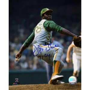 Vida Blue Signed Oakland A's Windup Pitching 8x10 Photo w/71 CY
