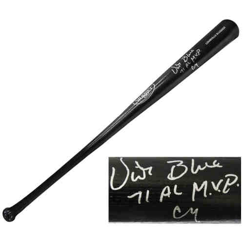Vida Blue Signed Louisville Slugger Black Baseball Bat w/71 AL MVP, CY