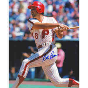 Bob Boone Signed Phillies Swinging Action 8x10 Photo