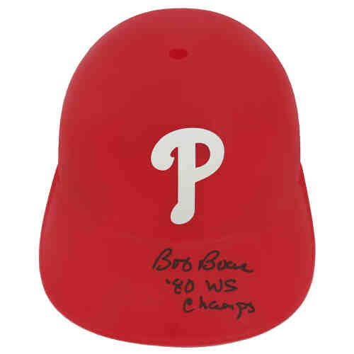 Bob Boone Signed Philadelphia Phillies Souvenir Replica Baseball Batting Helmet w/80 WS Champs