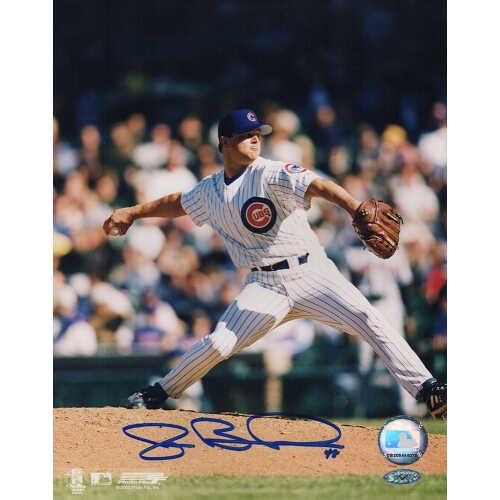 Joe Borowski Signed Chicago Cubs White Pinstripe Jersey Pitching 8x10 Photo