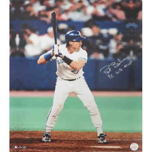 Pat Borders Signed Toronto Blue Jays 1992 World Series Batting Action 16x20 Photo w/92 WS MVP