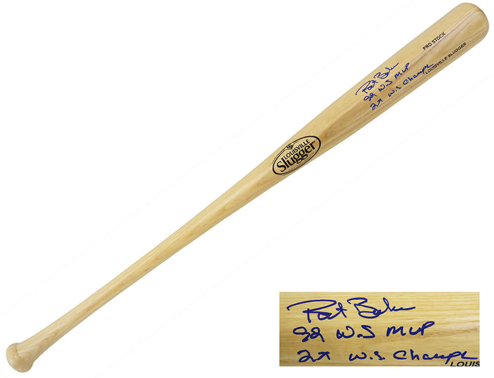 Pat Borders Signed Louisville Slugger Pro Stock Blonde Baseball Bat w/92 WS  MVP