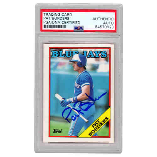 Pat Borders Signed Toronto Blue Jays 1988 Topps Traded Baseball Rookie Card #17T (PSA Encapsulated)