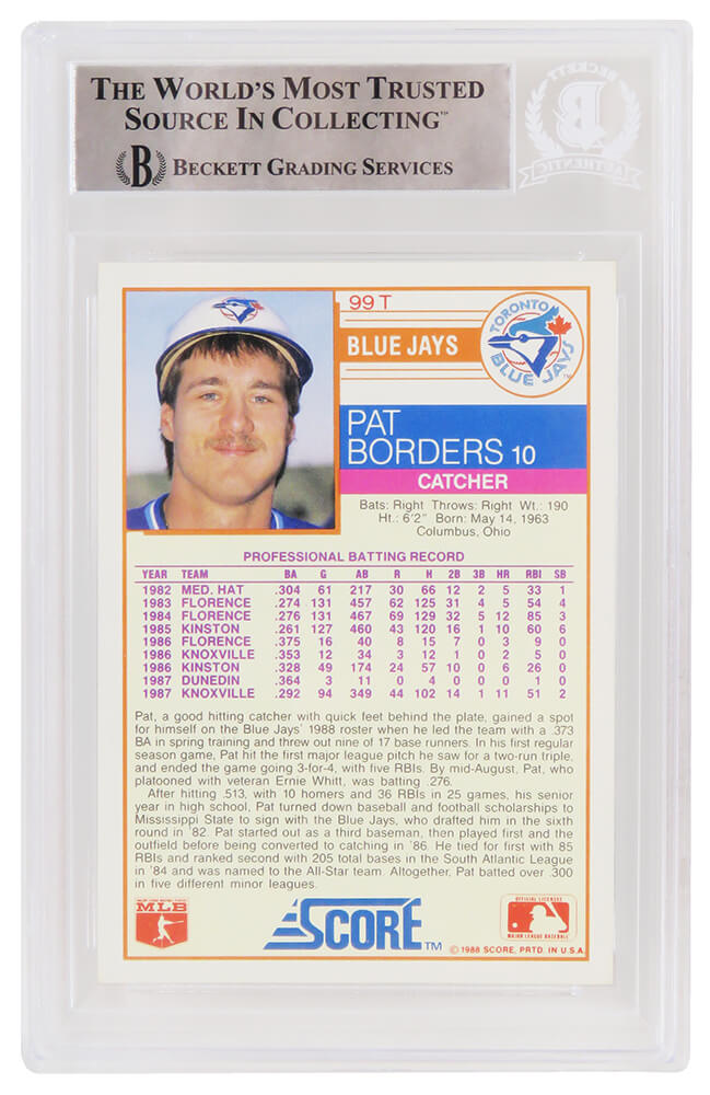 Pat Borders autographed 1988 Score Traded RC Card #99T w/2x WS Champs –  Super Sports Center