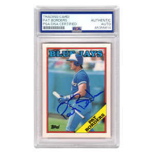 Pat Borders Signed Blue Jays 1988 Topps Traded Baseball Rookie Card #17T (PSA Encapsulated)