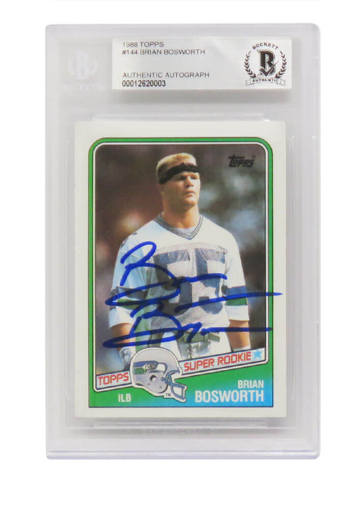 Brian Bosworth Signed Seattle Seahawks 1988 Topps Football Rookie