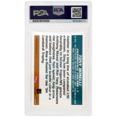 Tony Boselli Signed Jaguars 1995 Topps Rookie Football Trading Card #222 - (PSA Encapsulated) - Image 2