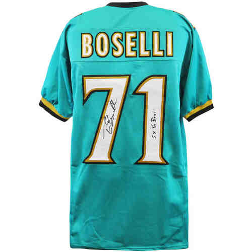 Tony Boselli Signed Teal Custom Football Jersey w/5x Pro Bowl