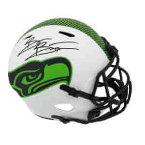 Brian Bosworth Signed Seattle Seahawks Lunar Eclipse White Matte Riddell Full Size Speed Replica Helmet