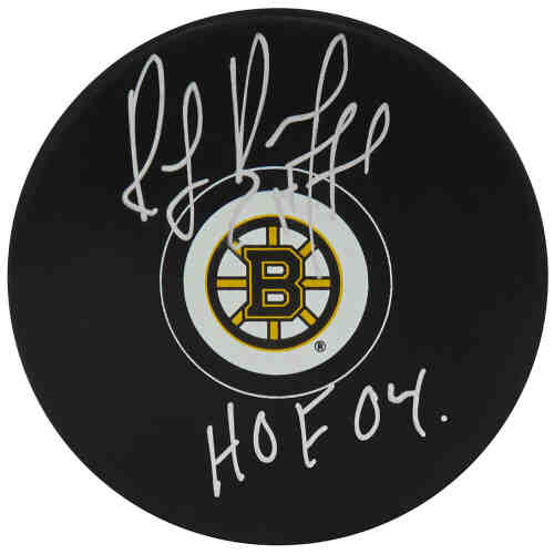 Ray Bourque Signed Boston Bruins Logo Hockey Puck w/HOF'04