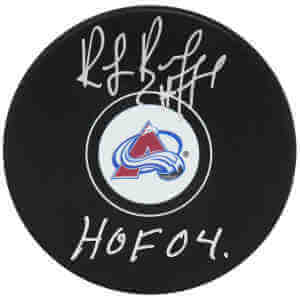 Ray Bourque Signed Colorado Avalanche Logo Hockey Puck w/HOF'04