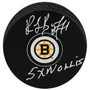 Ray Bourque Signed Boston Bruins Logo Hockey Puck w/5x Norris