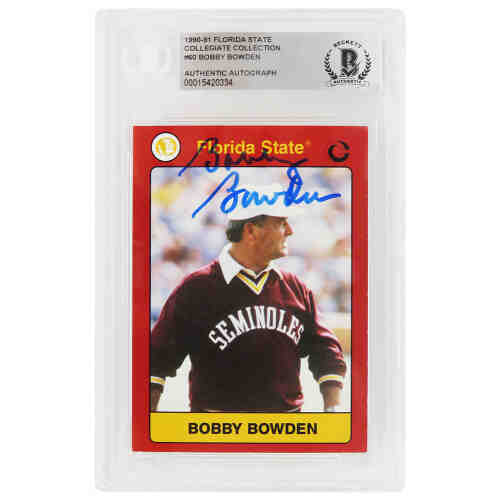 Bobby Bowden Signed Florida State 1990-91 Collegiate Collection Trading Card #60 - (Beckett Encapsulated)