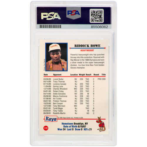Riddick Bowe Signed 1991 Kayo Boxing Trading Card #171 - (PSA Encapsulated) - Image 2