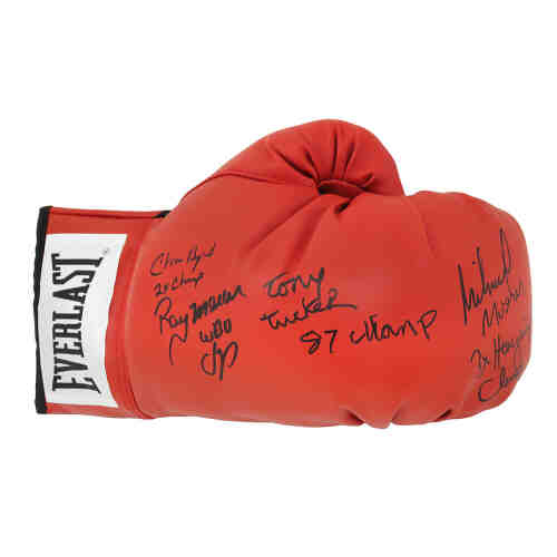 Michael Moorer, Tony Tucker, Chris Byrd & Ray Mercer Multi Signed Everlast Red Boxing Glove w/Champ Insc