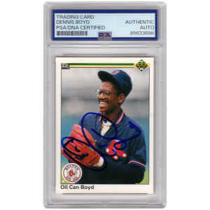 Dennis ‘Oil Can’ Boyd Signed Red Sox Baseball Trading Card (Various) – (PSA Encapsulated)