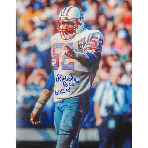 Robert Brazile Signed Oilers White Jersey 8x10 Photo w/HOF'18