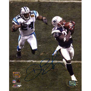 Deion Branch Signed Patriots Super Bowl 38 Catch vs Panthers 8x10 Photo