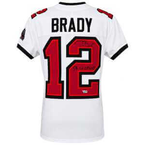 Tom Brady Signed Tampa Bay Buccaneers White Nike Elite Football Jersey w/SB LV Champs - (Fanatics)
