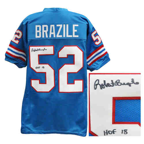 Robert Brazile Signed Blue Throwback Custom Football Jersey w/HOF'18