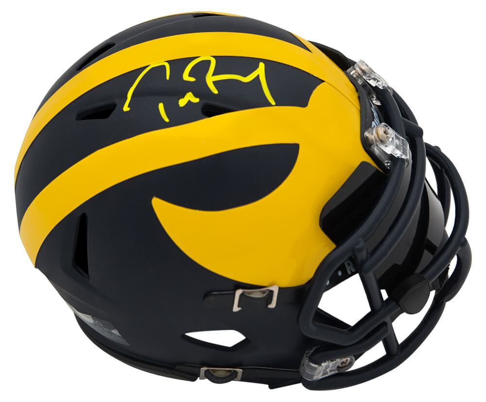 Tom Brady Signed Michigan Wolverines Riddell Speed Mini Helmet