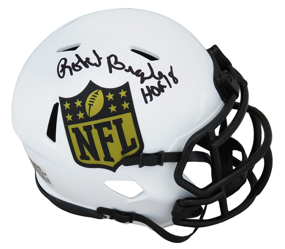 Robert Brazile Signed NFL Shield Logo Lunar Eclipse White Matte Riddell  Speed Mini Helmet w/HOF'18