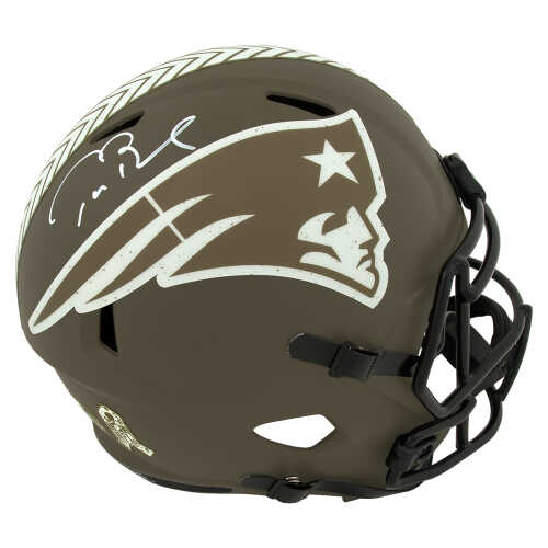 Tom Brady Signed New England Patriots Salute to Service Riddell Full Size Speed Replica Helmet (Fanatics)