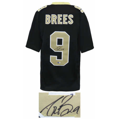 Drew Brees Signed Black Custom Football Jersey (Beckett) - Image 2