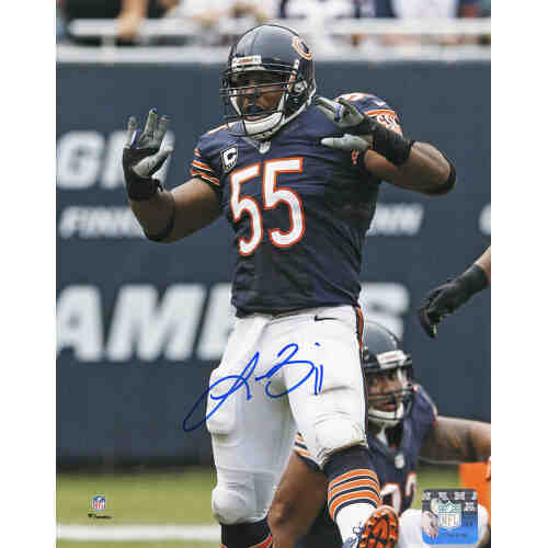 Lance Briggs Signed Chicago Bears Navy Jersey 8x10 Photo