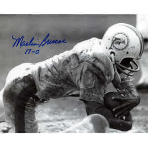 Marlin Briscoe Signed Miami Dolphins B&W With Ball Action 8x10 Photo w/17-0
