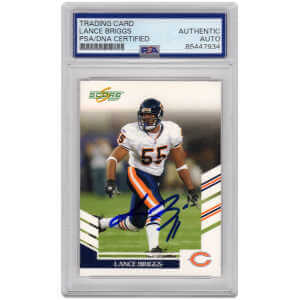 Lance Briggs Signed Chicago Bears 2007 Score Football Trading Card #40 - (PSA Encapsulated)