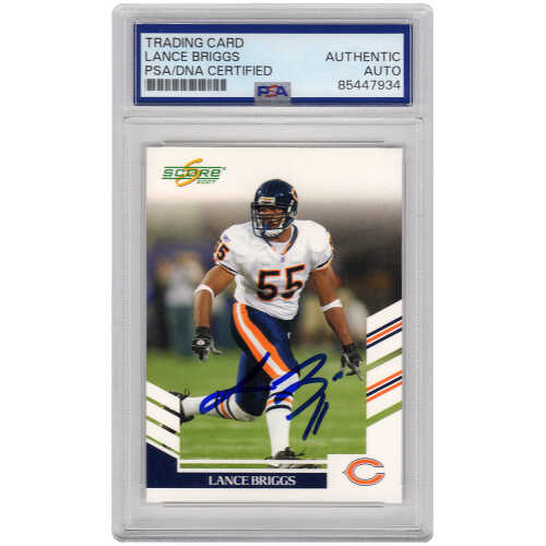 Lance Briggs Signed Chicago Bears 2007 Score Football Trading Card #40 - (PSA Encapsulated)