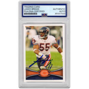 Lance Briggs Signed Chicago Bears 2012 Topps Football Trading Card #227 - (PSA Encapsulated)