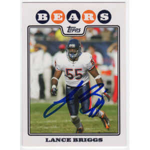 Lance Briggs Signed Chicago Bears 2008 Topps Football Trading Card #243