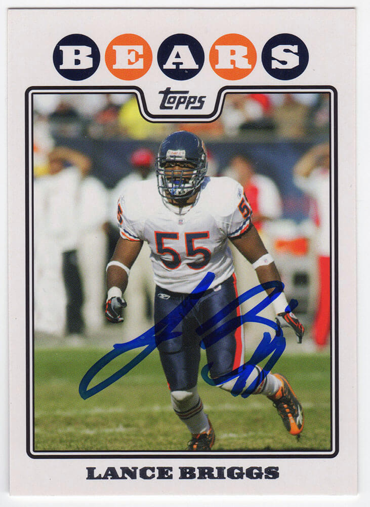 Lance Briggs Signed Chicago Bears 2008 Topps Football Trading Card #243