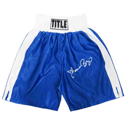 Shannon Briggs Signed Title Blue With White Trim Boxing Trunks