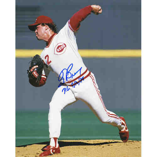 Tom Browning Signed Cincinnati Reds White Jersey Pitching 8x10 Photo w/PG 9-16-88