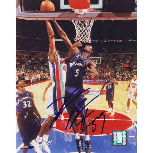 Kwame Brown Signed Washington Wizards Purple Jersey Block 8x10 Photo