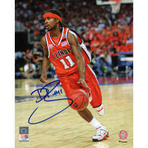 Dee Brown Signed Illinois Fighting Illini Orange Jersey Dribbling Action 8x10 Photo