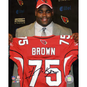 Levi Brown Signed Arizona Cardinals Holding Draft Day Jersey 8x10 Photo