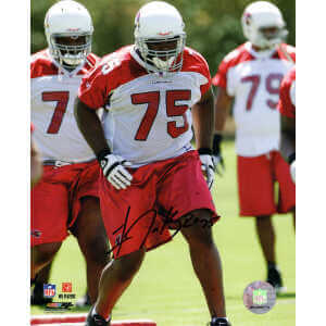 Levi Brown Signed Arizona Cardinals Practice Uniform Action 8x10 Photo