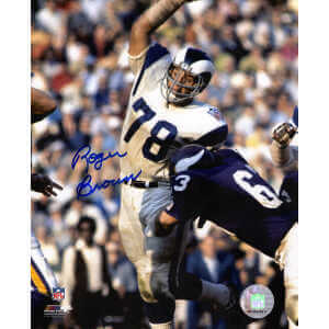 Roger Brown Signed Los Angeles Rams vs Vikings Action 8x10 Photo