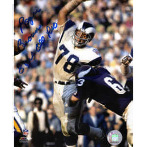 Roger Brown Signed Rams vs Vikings Action 8x10 Photo w/8 Yrs All Pro