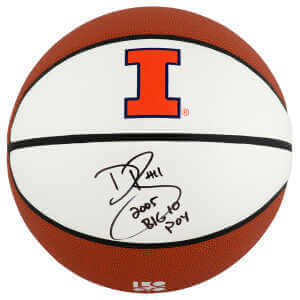 Dee Brown Signed Illinois Fighting Illini Logo Brand White Panel Basketball w/05 Big 10 POY