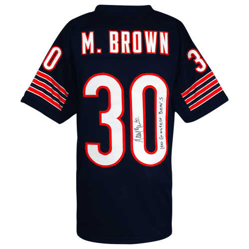 Mike Brown Signed Navy Custom Football Jersey w/100 Greatest Bears