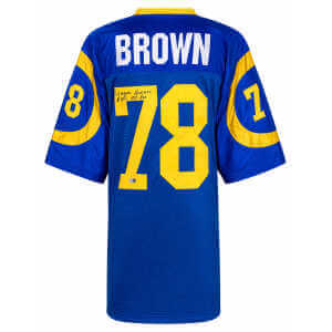 Roger Brown Signed Blue Throwback Custom Football Jersey w/8 Yrs All Pro