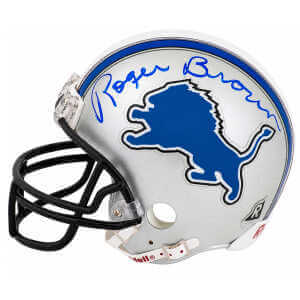 Roger Brown Signed Detroit Lions Throwback Riddell (VSR4) Mini Helmet